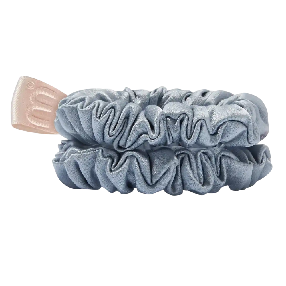 MON MOU Silk Mini Slim Scrunchie Gray Blue 2шт - Набір тонких шовкових міні-резинок (сіро-блакитний) MON MOU Silk Mini Slim Scrunchie Gray Blue 2шт - Набір тонких шовкових міні-резинок (сіро-блакитний)